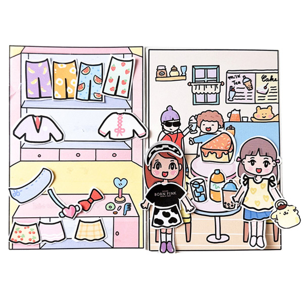 Mô hình giấy Tranh tô màu TTM-0052 (Anime Girls) - Kit168 Shop mô hình giấy