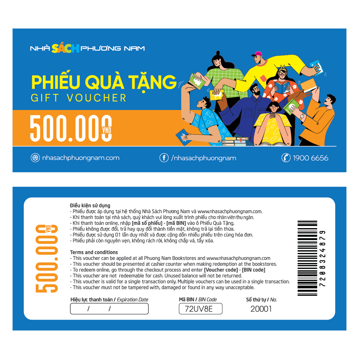 Phiếu Quà Tặng Phương Nam 500.000 VNĐ (Áp dụng cho cả mua hàng Online)